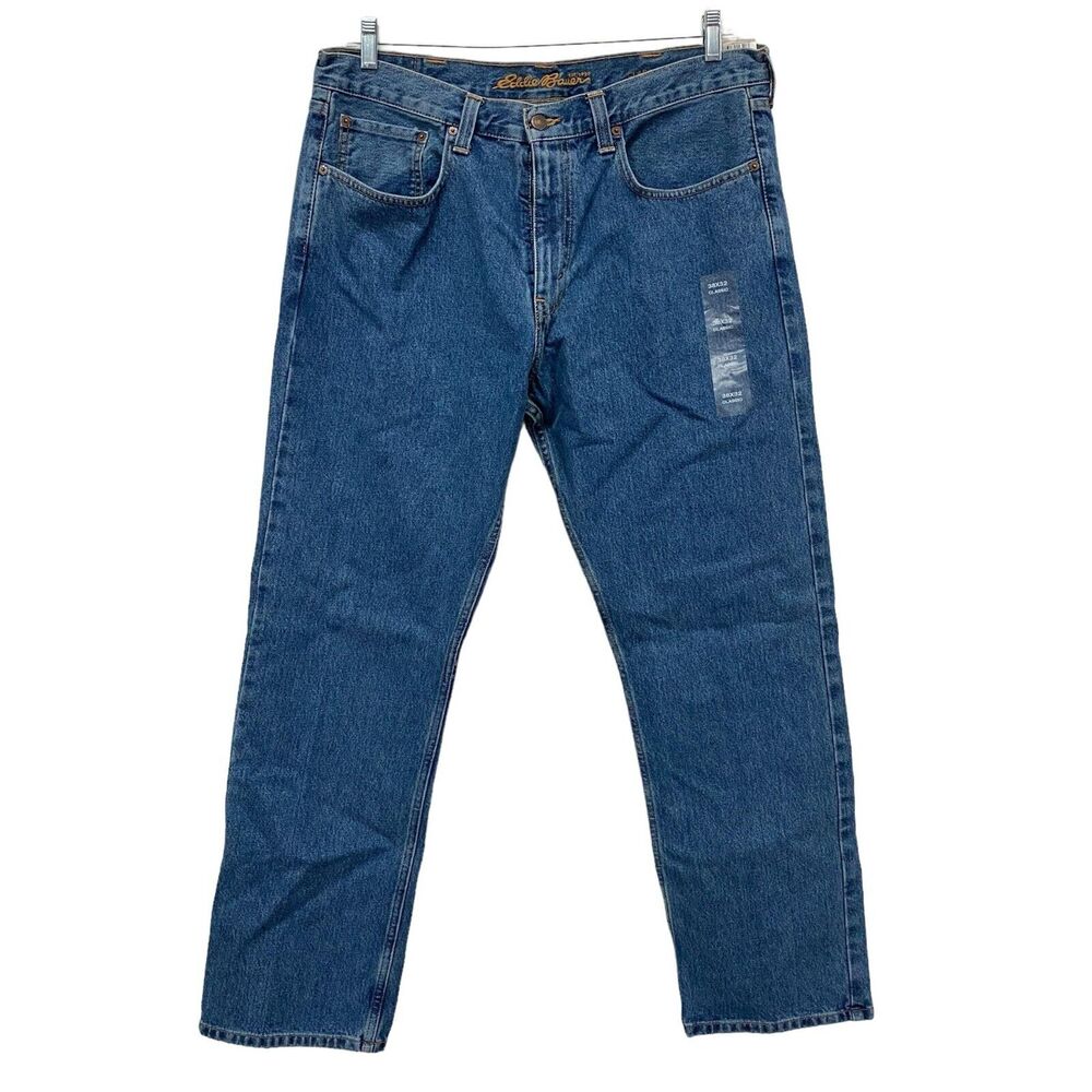 Eddie Bauer Mens Classic Fit Straight Leg Stretch 100% cotton Jeans 38X32